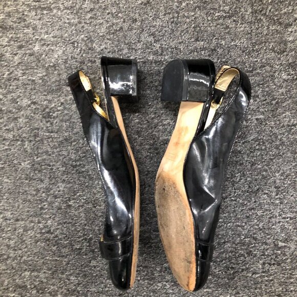 Coach Patent Leather Octava Low Heels Slingback Turnlock Black Size 7.5 - Picture 7 of 14